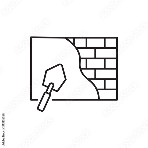 Plastering icon, Wall concrete Symbol Outline icon Transparent background