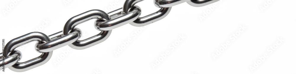Obraz premium Shiny metal chain link, strong and durable, ideal for various applications, showcasing sleek design and high quality material