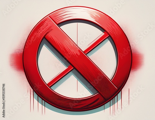 red prohibition sign on white background