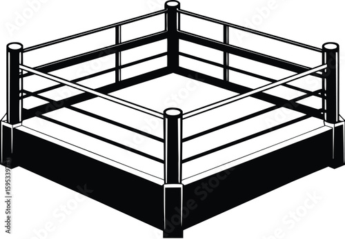 Boxing ring silhouette, boxing arena vector, combat sport icon, minimal fight ring graphic, athletic ring design