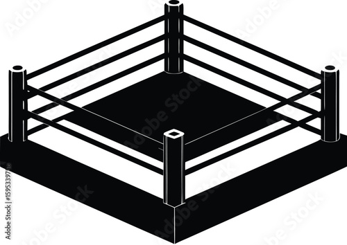 Boxing ring silhouette, boxing arena vector, combat sport icon, minimal fight ring graphic, athletic ring design