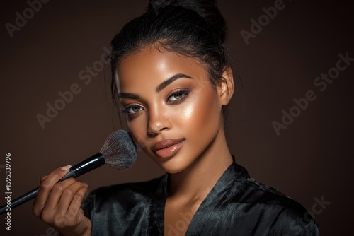 Talented Black Beautician Enhancing a Beautiful American Girl's Look with Expert Makeup Techniques in Studio Setting