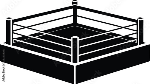 Boxing ring silhouette, boxing arena vector, combat sport icon, minimal fight ring graphic, athletic ring design