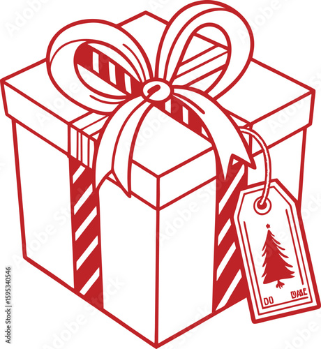 Christmas Gift Box: A neatly wrapped gift box with a festive ribbon and tag, embodies the spirit of giving and celebration, offering a sense of warmth and cheer.
