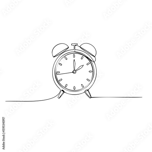 Simple line drawing of an alarm clock in minimalist style  