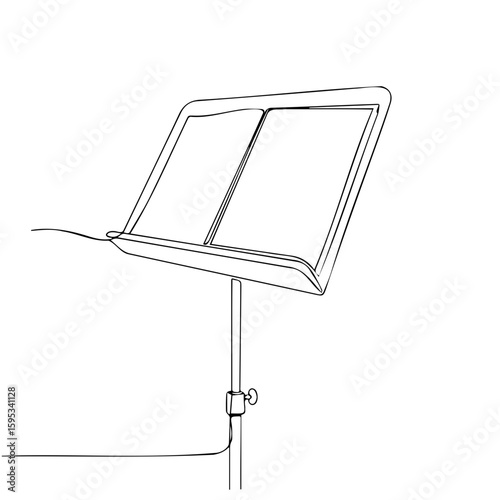 Music stand sketch in minimalist design with blank pages  