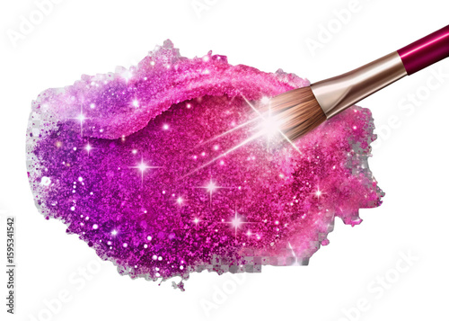 Shiny sparkling sapphire brush isolated on transparent background. pink watercolor png