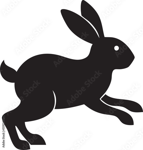 vector illustration of a black running rabbit