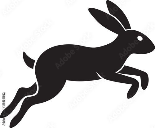 vector illustration of a black running rabbit