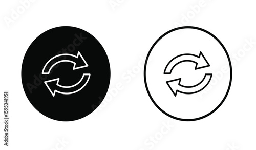 Circular Arrows Refresh Reload Recycle Icon Set Black White
