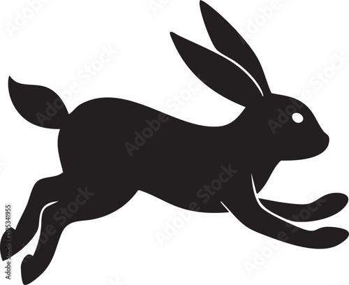vector illustration of a black running rabbit
