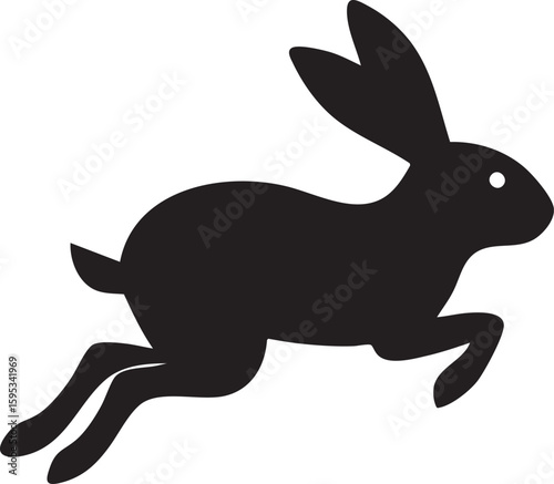 vector illustration of a black running rabbit