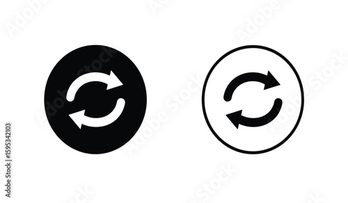 Circular Arrows Icon Set Black and White Refresh Reload Recycle