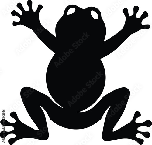 Frog silhouette A stark, minimalist silhouette of a frog, its form a bold declaration in blac, offering an artistic statement of simplicity and shape.