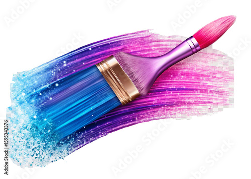 Shiny blue brush isolated on transparent background. pink watercolor png
