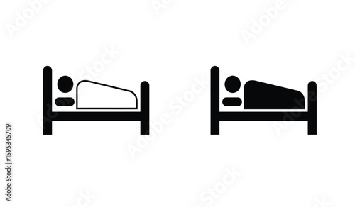 Simple Black and White Bed Icons Empty and Occupied