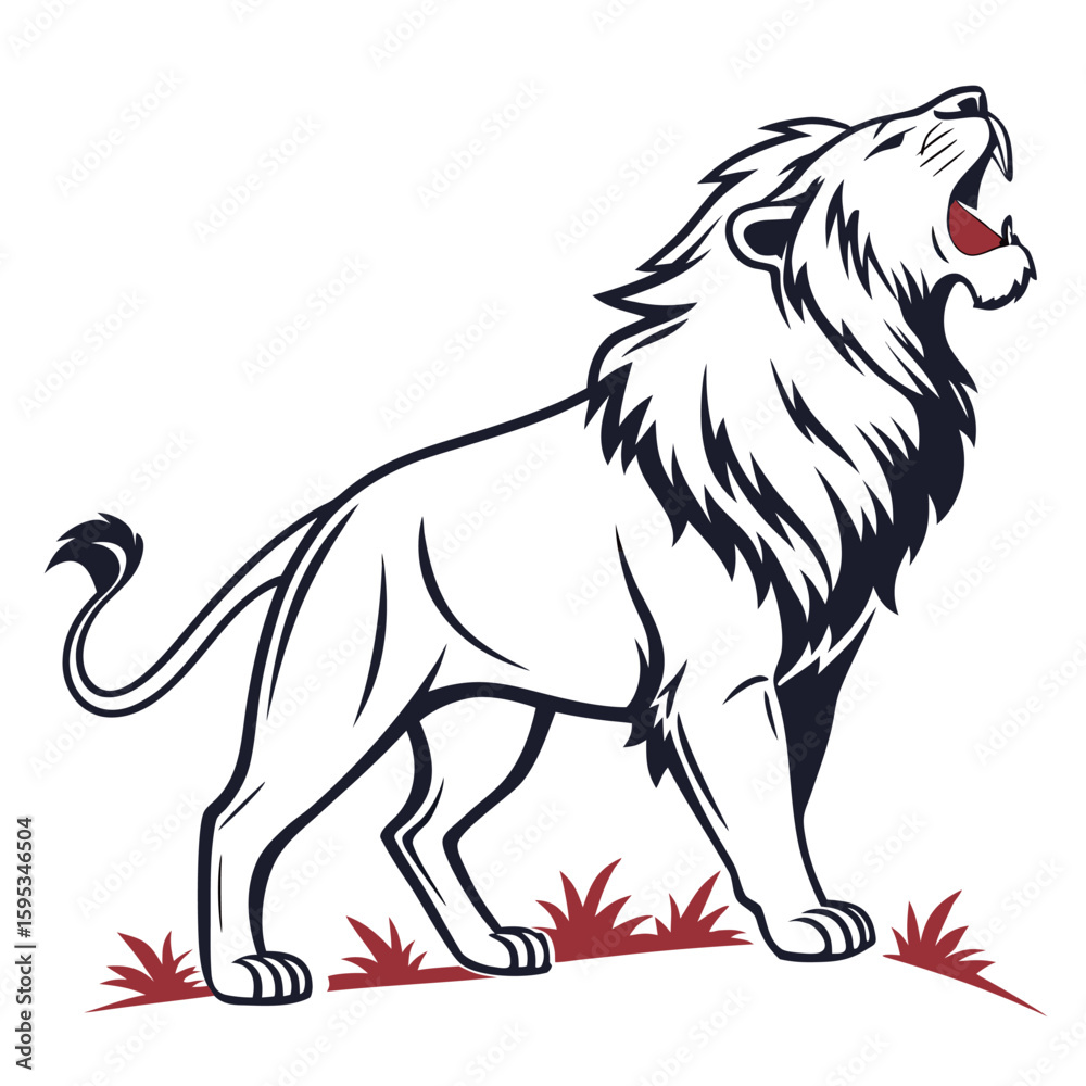 Obraz premium lione face body icon white background