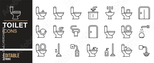 Bathroom Fixtures and Plumbing Icons for Use in Sanitation and Hygiene Projects