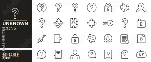 Icon Collection Featuring Security, Exploration, and Uncertainty Symbols