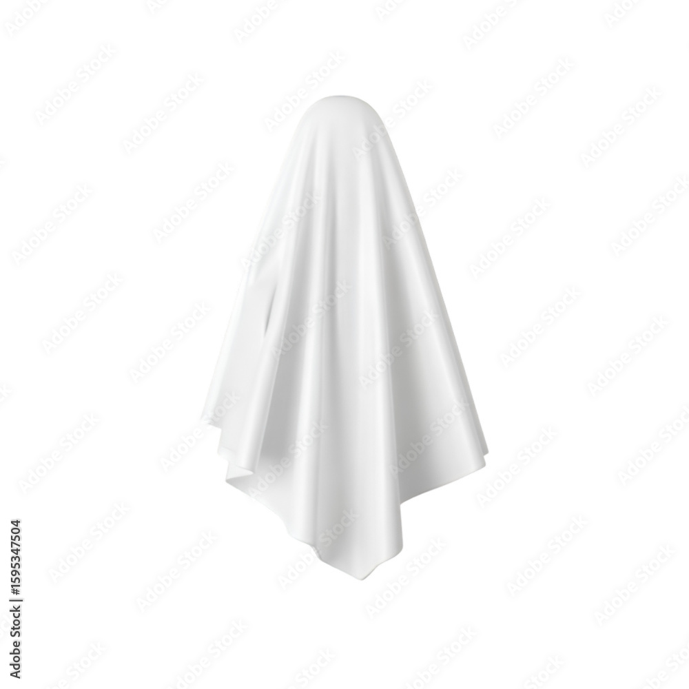 Cute white ghost figure floating eerily isolated on transparent background
Cute white ghost figure floating eerily isolated on transparent background