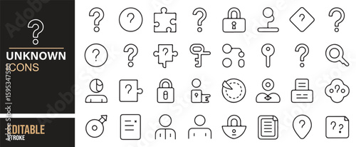 Unknown and Mystery Symbol Icons for Illustrating Inquiry and Exploration