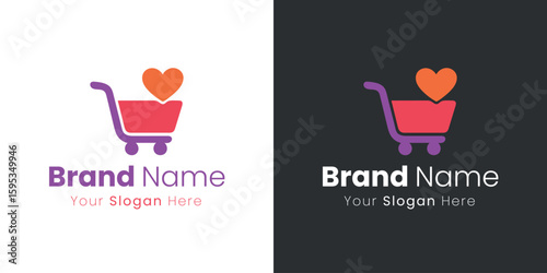 Heart Shopping Cart Logo Design for Brand Identity Creation
