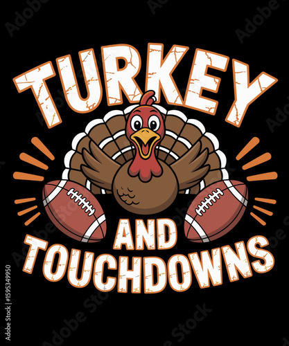 Thanksgiving Turkey And Touchdowns Football