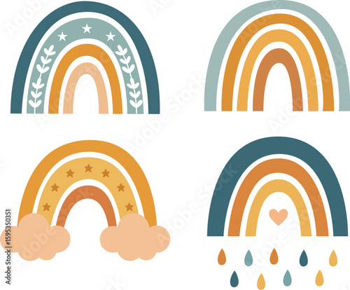 Hand drawn vector illustration,Color Rainbow Nursery. Scandinavian Style