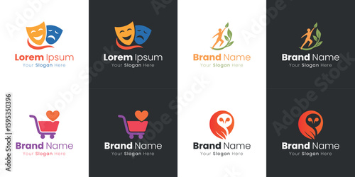 Creative Logo Designs for Theatrical Performance Shopping and Nature Enthusiasts