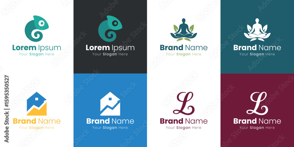 Naklejka premium Creative Logo Design Concepts for Brand Identity and Visual Branding