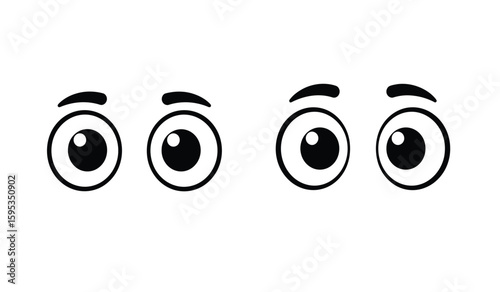 Three Different Expressions of Cartoon Eyes