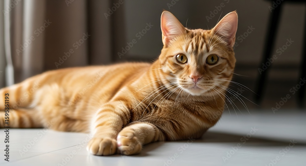 Elegant Ginger Tabby Cat Poses Gracefully on the Floor for a Stunning Portrait Shot Elegant Ginger Tabby Cat Poses Gracefully on the Floor for a Stunning Portrait Shot
