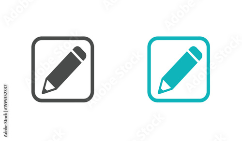 Edit Icon Set in Gray and Cyan Color Vector Illustration