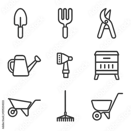 Fork transparent vector labels speech icon icons pruners garden tools spaced no