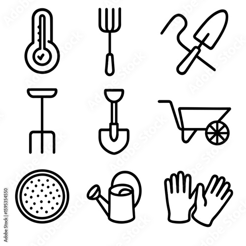 Tools icons vector icon numbers wheelbarrow chinese composting detailed no compost garden