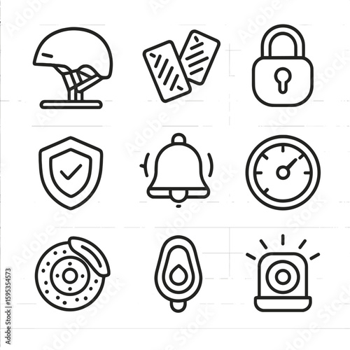 User icon light safety brake limiter bell sticker rear vector stand