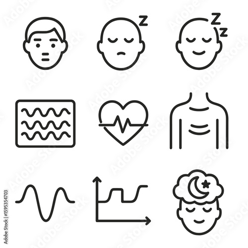 Stages sleep vector icon transparent chart typography no speech equally icons emojis
