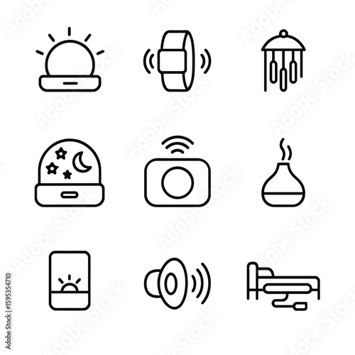 Grid bubbles wake simulator no vibration up labels detailed icon device uniform