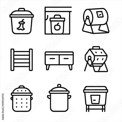 Home no compost emojis letters icon ceramic vector typography bin countertop