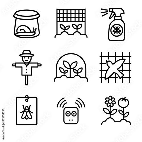 Companion pest icons no icon speech chinese isolated repellent garden vector insect