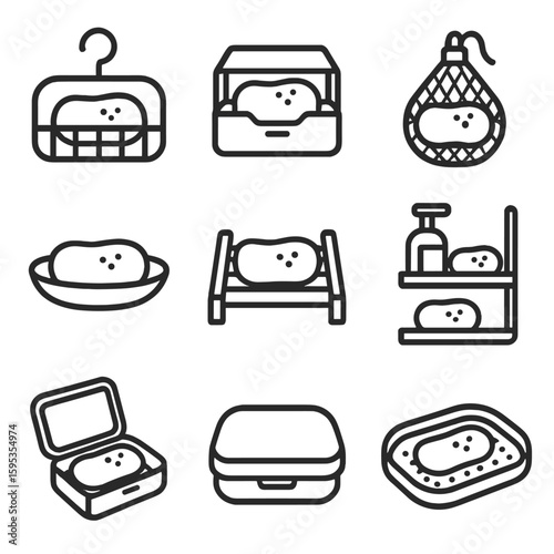 Travel typography storage net icon vector wooden icons soap no cyrillic per