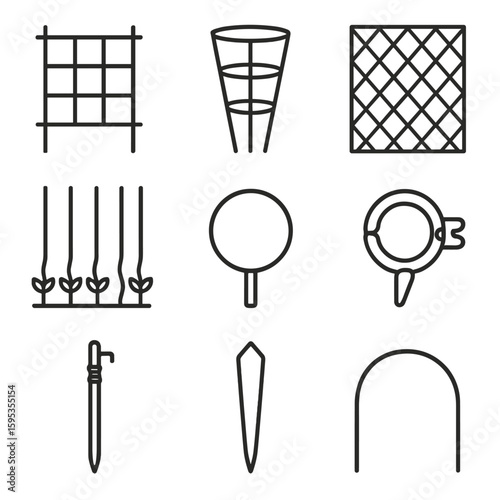 Plant icons icon support cyrillic hoop labels aquaponics no chinese climbing vector