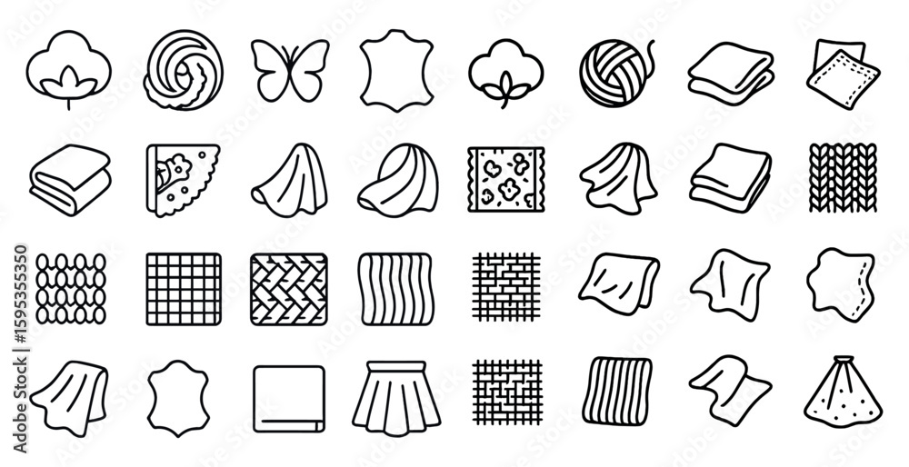 Naklejka premium Collection of various fabric and textile items, including a butterfly, a piece of cloth, and a piece of leather