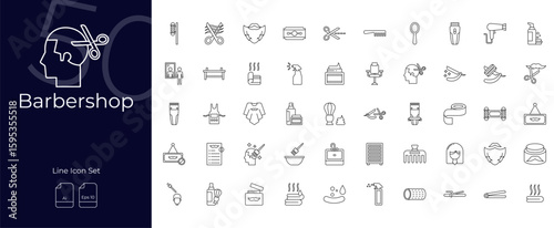 Barbershop Line Editable Icons set. Vector illustration in modern thin line style of Barbershop icons: hairdresser, haircut, scissors, etc