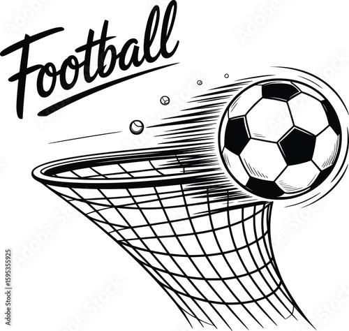 Football Goal Net Illustration, Soccer Ball Scoring Clipart PNG for Sports Graphics.



