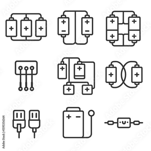 Letters vector uniform icon marks fuse connection wire no battery main wiring