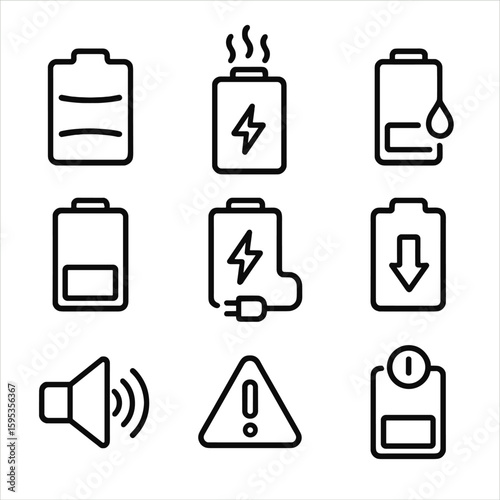 No icon icons degradation characters text noise marks vector labels speech battery