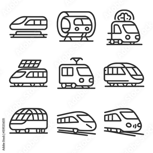 Train glass bullet futuristic solar silent pod maglev vector icon icons luxury