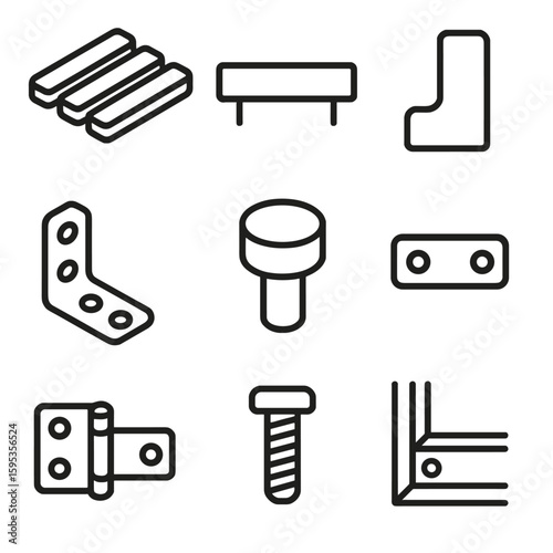 Bolt icon bracket cap leg spacer frame sauna end hinge vector bench