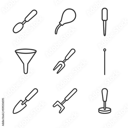 Icons transplanting lifter dibber terrarium soil vector bulb icon mini stick tool